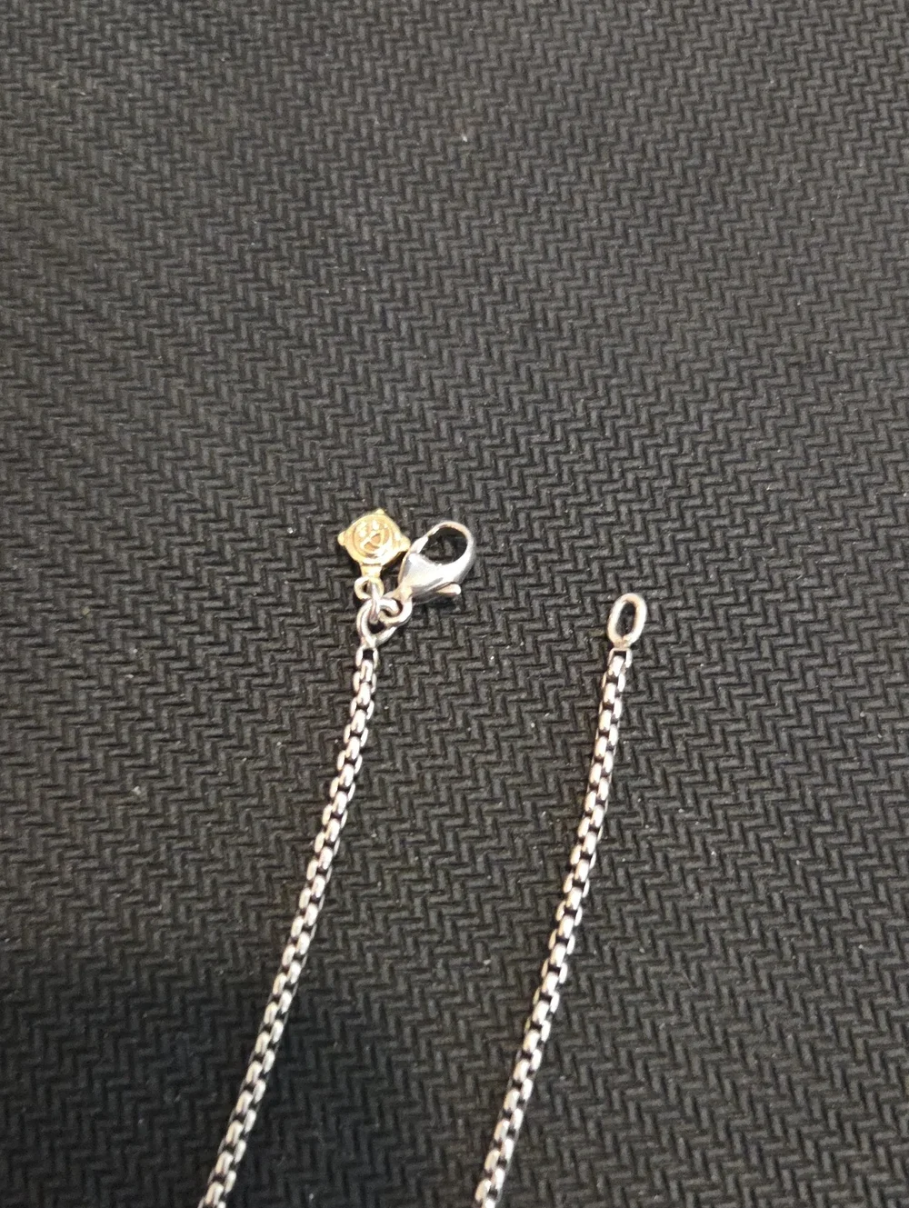David Yurman Silver Chain Necklace with Gray Pearl and Gold Accents